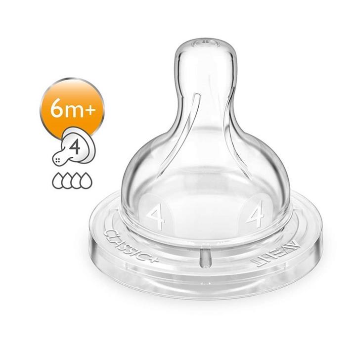 سر شیشه 4 سوراخه کلاسیک پلاس اونت  +6 ماه --Fast Flow Teats Classic + Avent